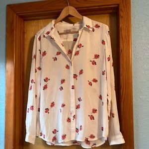 Loft long sleeve button down blouse, lightly worn, size Large